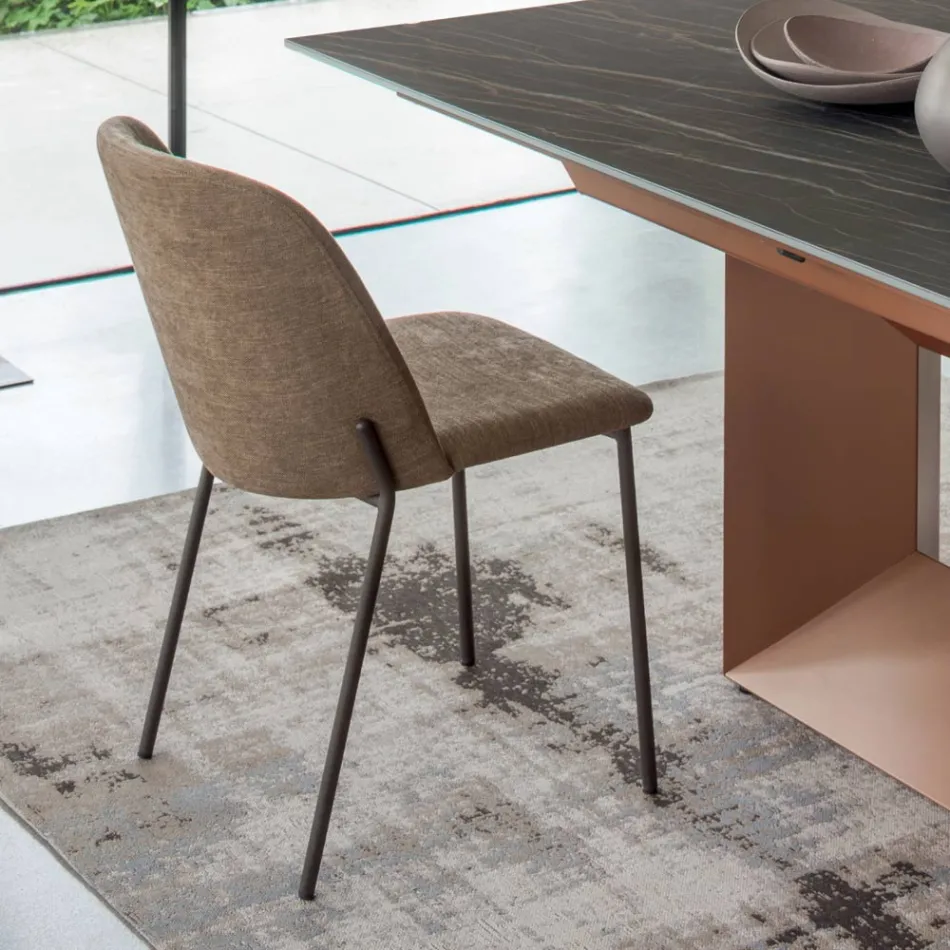 Set med 2 vardagsrumsstolar i tyg och metall tillverkade i Italien - murgröna Viadurini