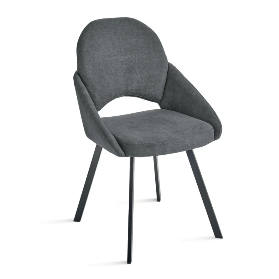 Set med 2 stoppade stolar i färgglatt tyg och metallram - Damian Viadurini