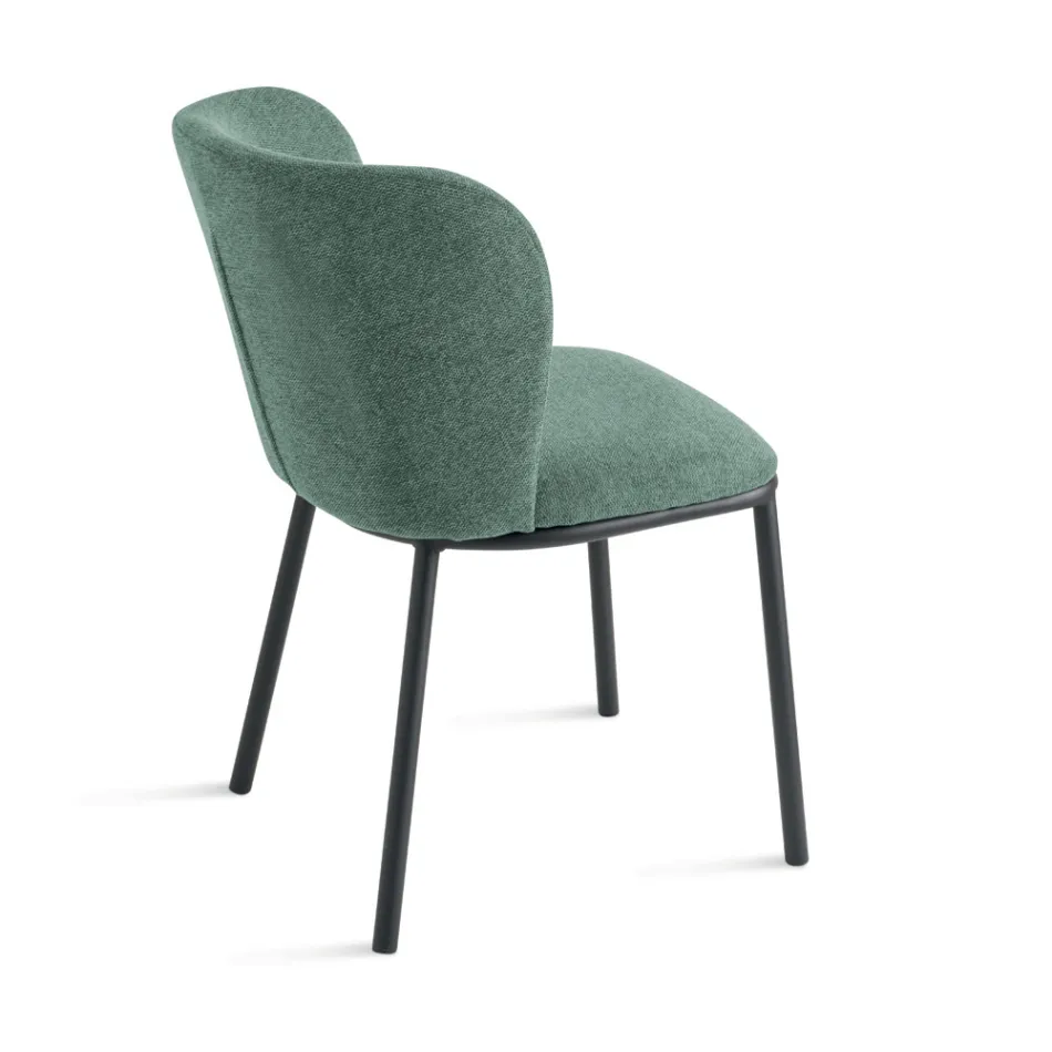 Set med 2 klädda tygstolar med målad metallram - Leandra Viadurini