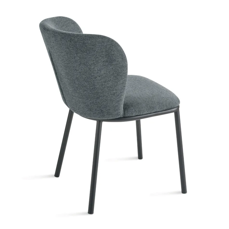 Set med 2 klädda tygstolar med målad metallram - Leandra Viadurini