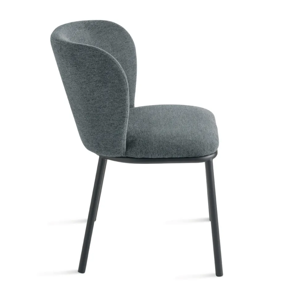 Set med 2 klädda tygstolar med målad metallram - Leandra Viadurini