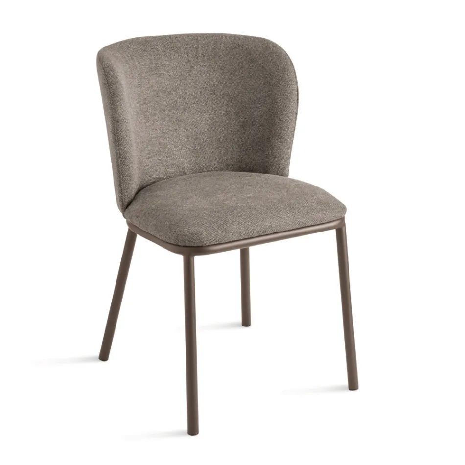 Set med 2 klädda tygstolar med målad metallram - Leandra Viadurini