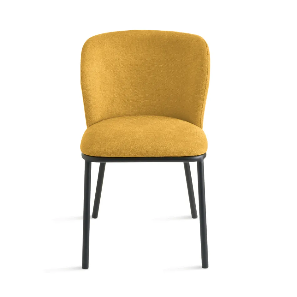 Set med 2 klädda tygstolar med målad metallram - Leandra Viadurini