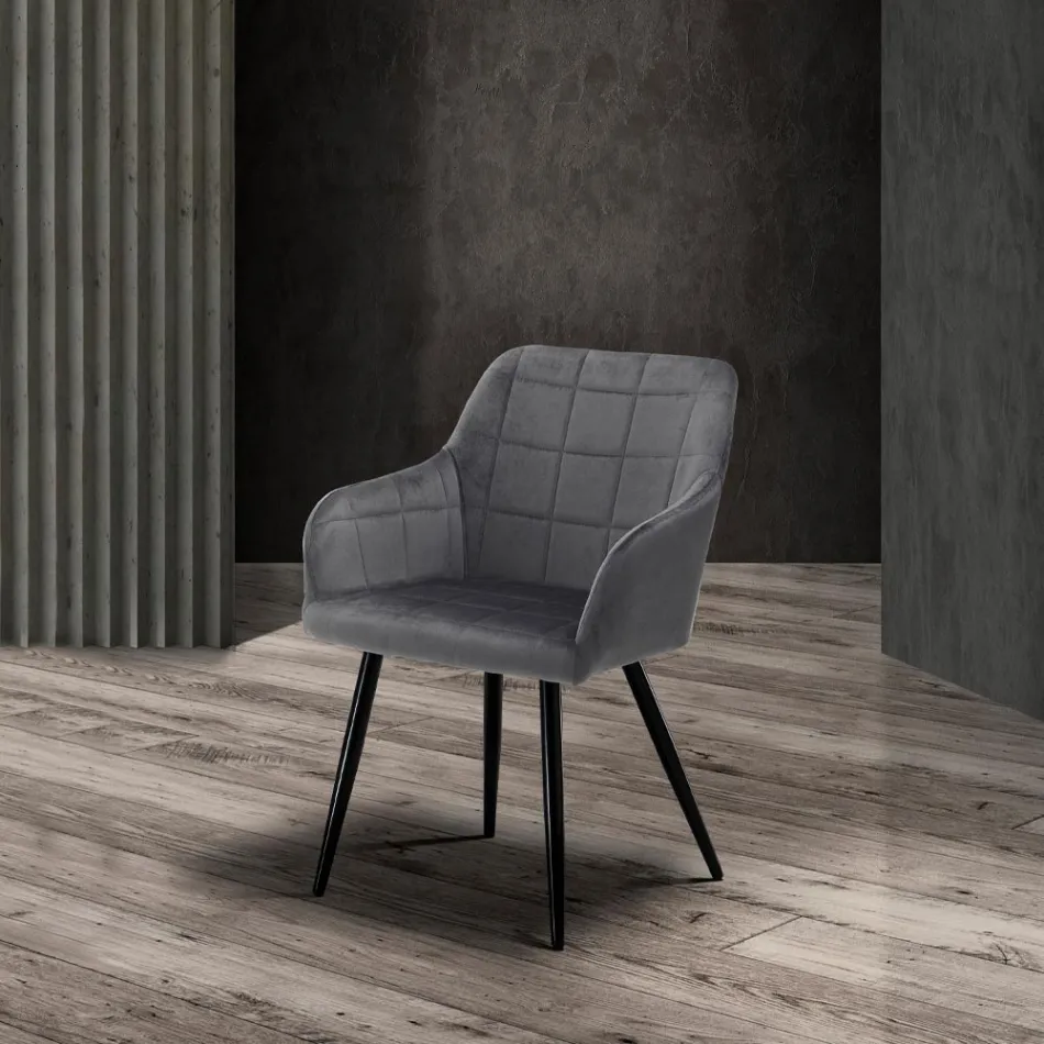 Set med 2 stolar i sammetseffekttyg - Plutonium Viadurini