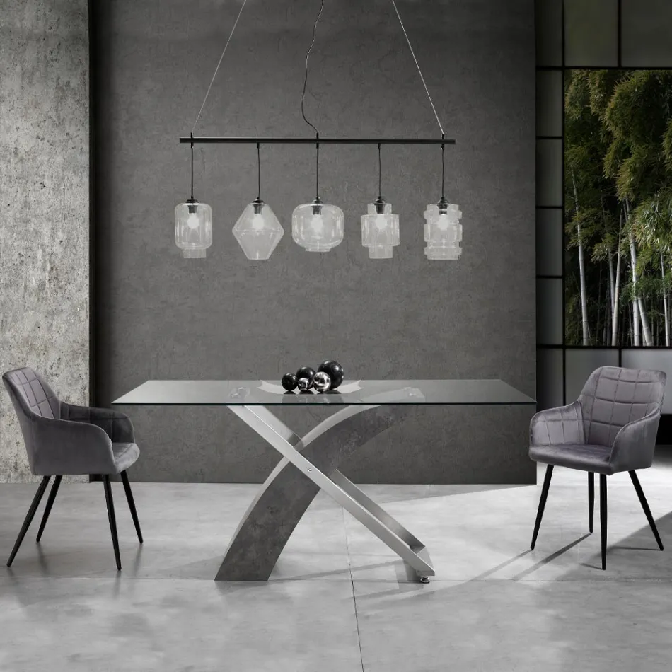 Set med 2 stolar i sammetseffekttyg - Plutonium Viadurini