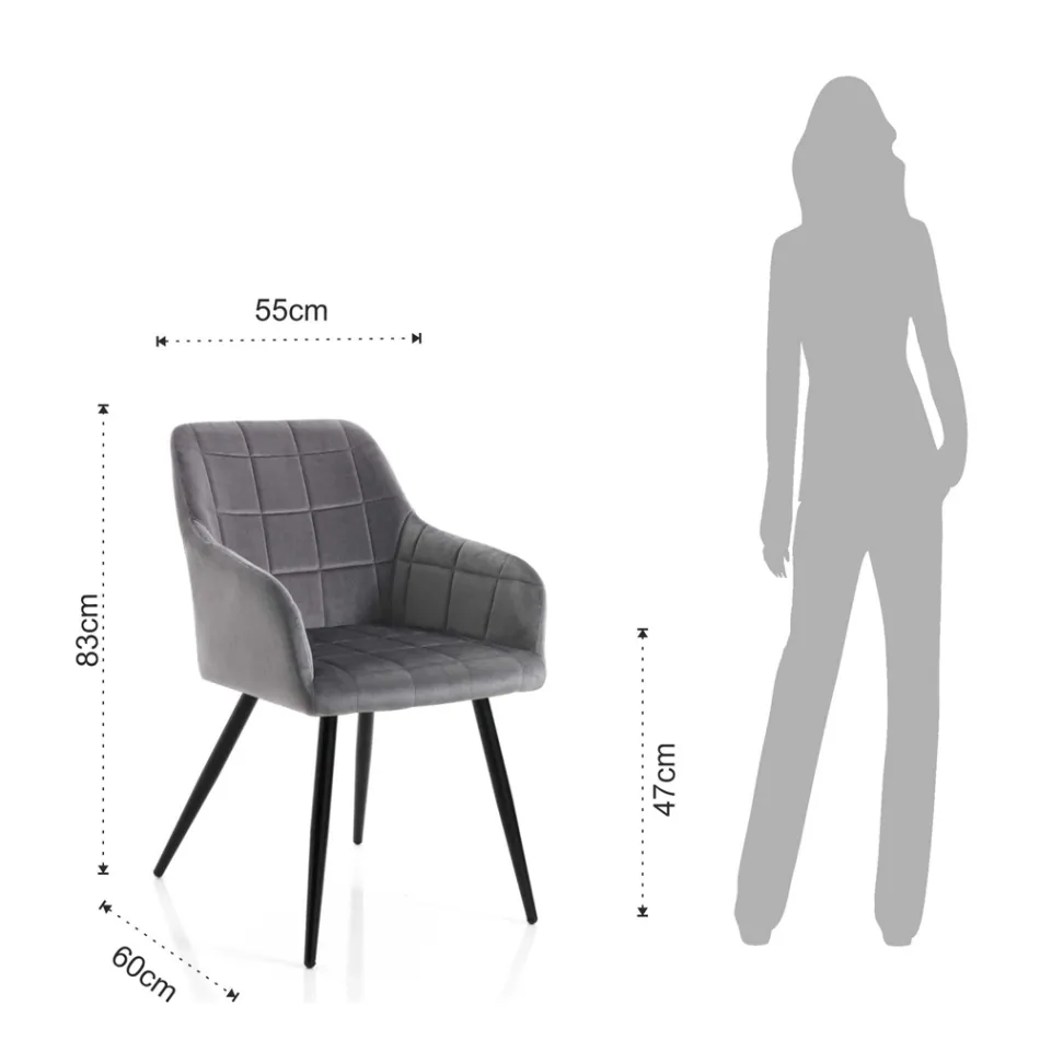 Set med 2 stolar i sammetseffekttyg - Plutonium Viadurini