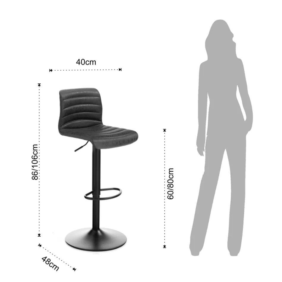 Set med 2 barstolar i syntetiskt läder och stål - Kalium Viadurini