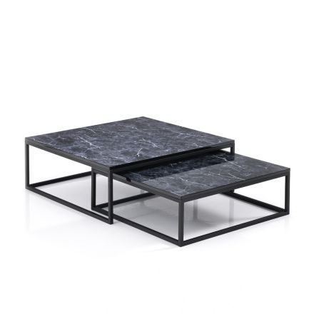 Set med 2 soffbord i MDF med marmorfinish - Osmium Viadurini