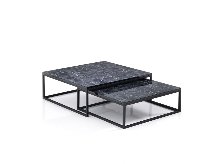 Set med 2 soffbord i MDF med marmorfinish - Osmium Viadurini