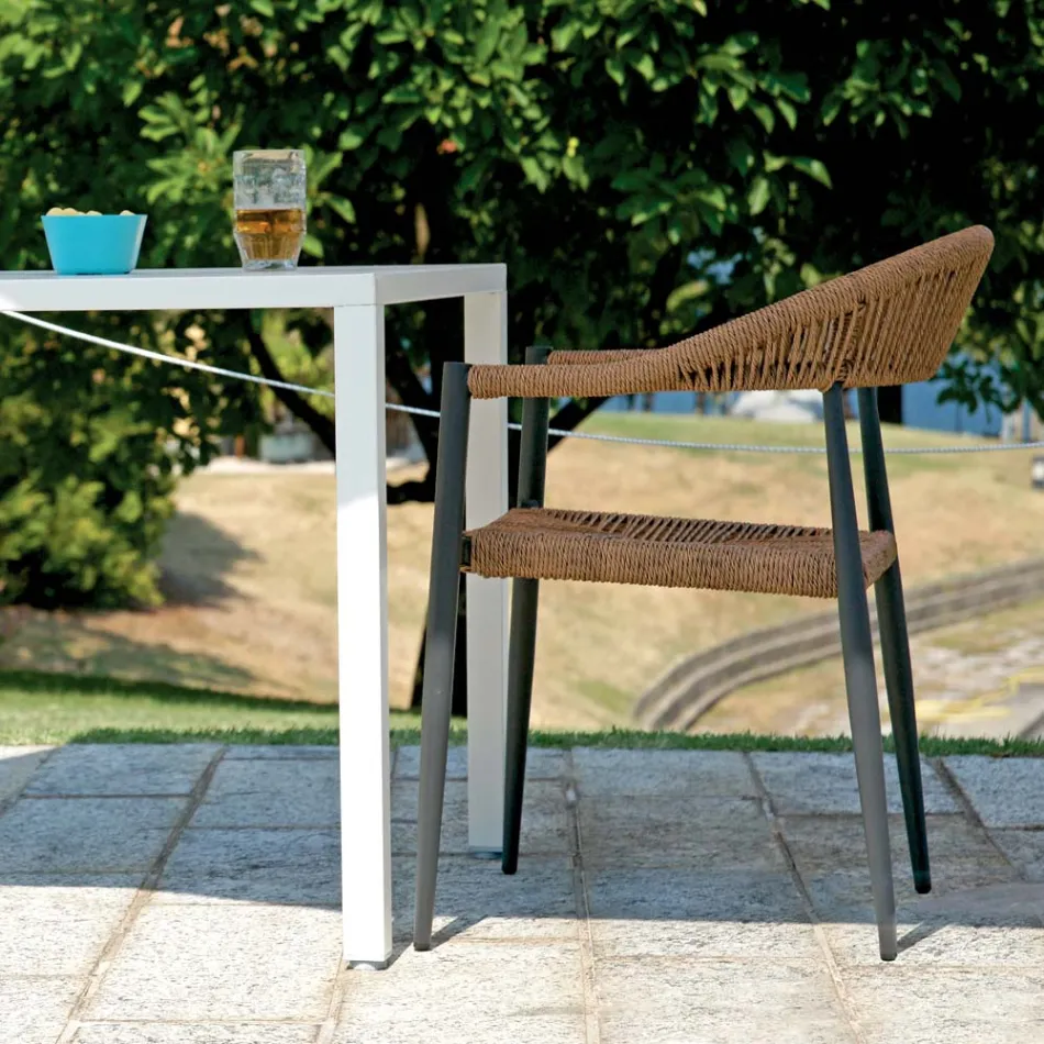 Set med 4 fåtöljer i aluminium och rotting - Tavira Viadurini