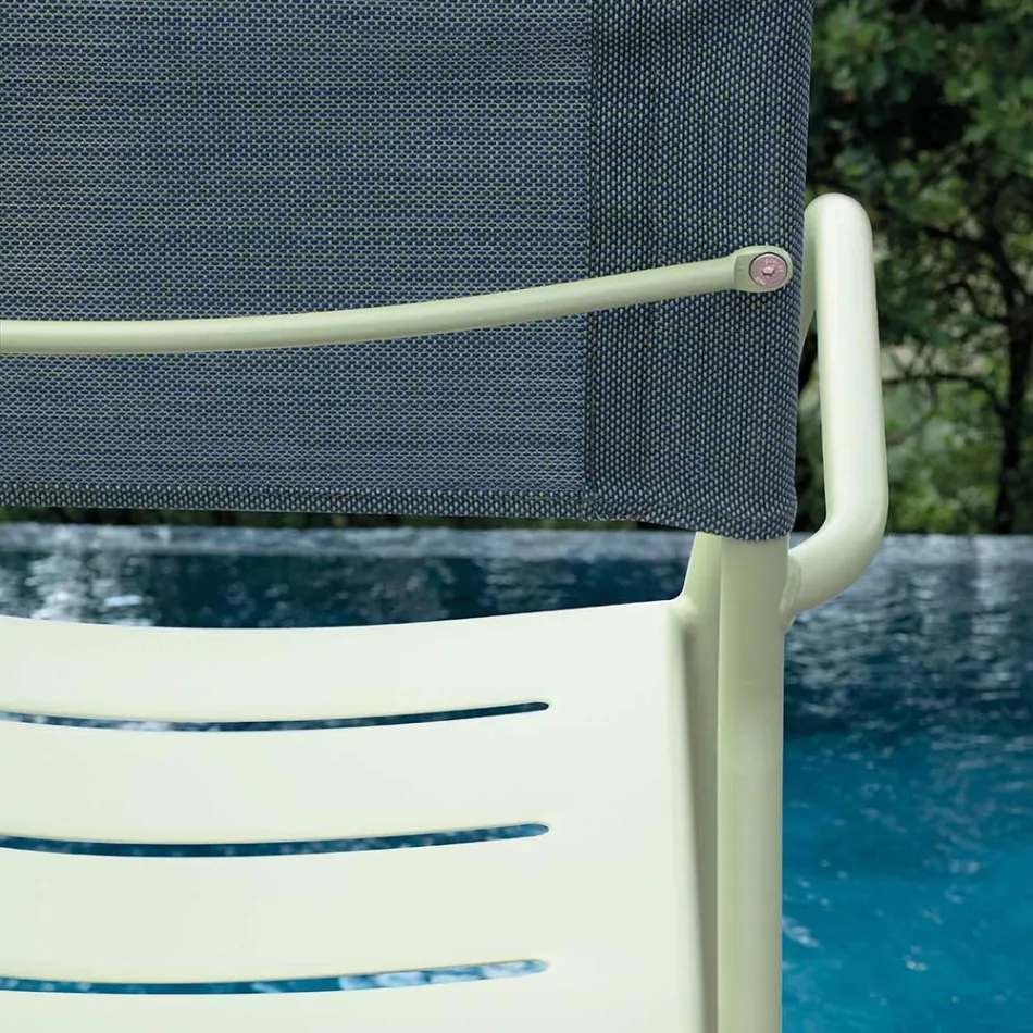 Uppsättning med 4 trädgårdsstolar i galvaniserad metall och batyline - Prestigio Viadurini