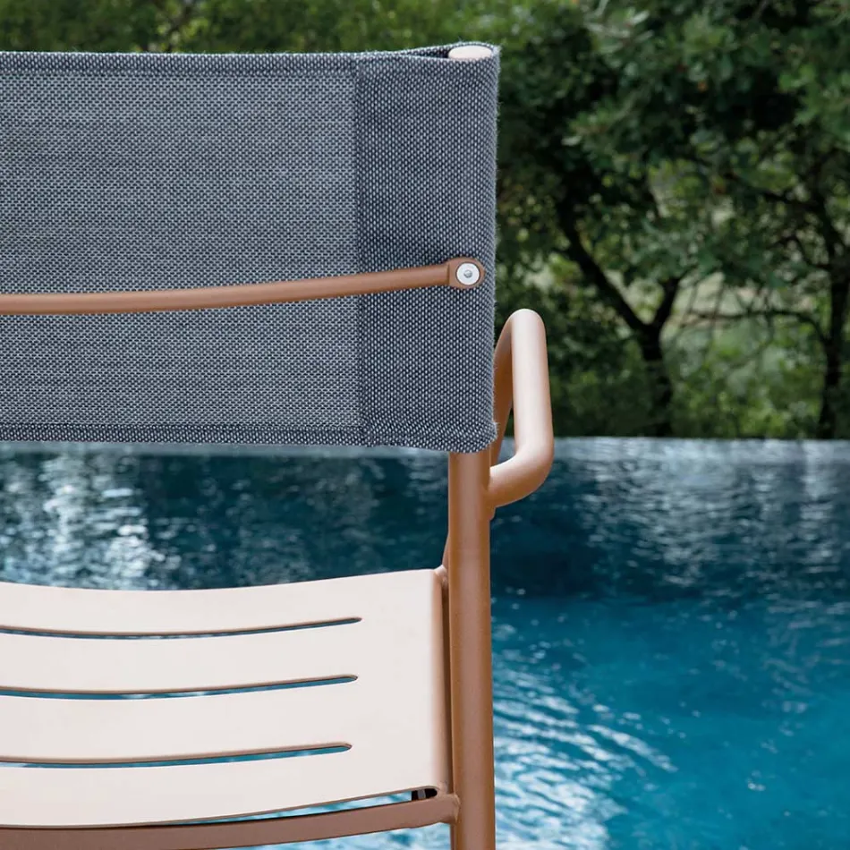 Uppsättning med 4 trädgårdsstolar i galvaniserad metall och batyline - Prestigio Viadurini