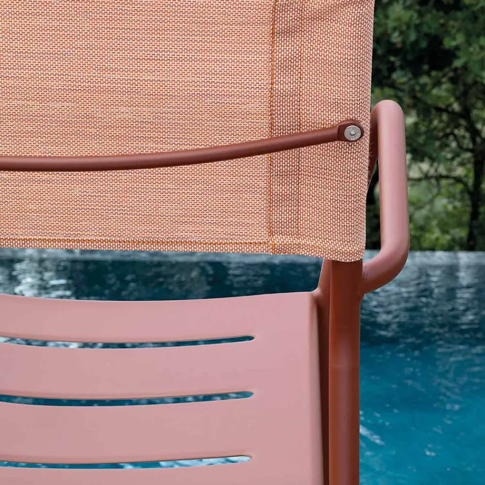 Uppsättning med 4 trädgårdsstolar i galvaniserad metall och batyline - Prestigio Viadurini