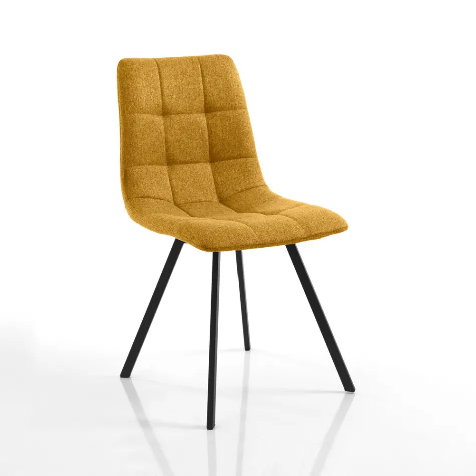 Set med 4 stoppade och tygklädda matstolar - Chimera Viadurini