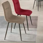 Set med 4 klädda tygstolar i vardagsrummet med metallbas - Projekt Viadurini
