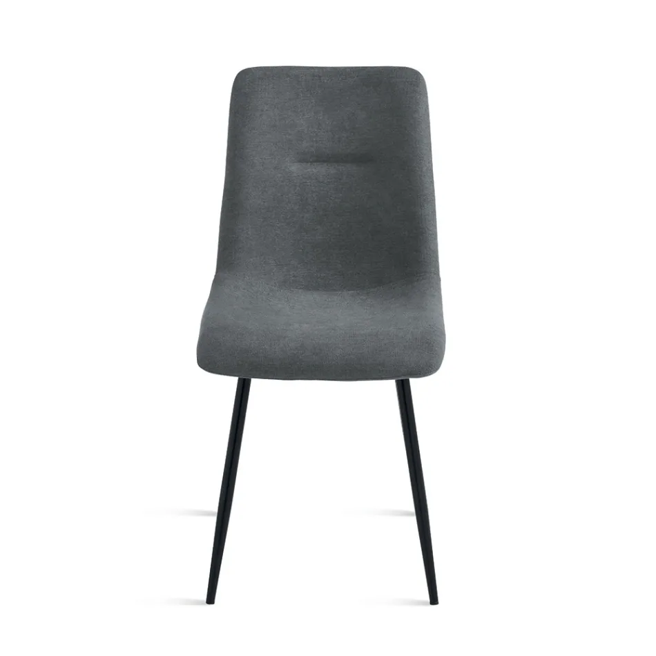 Set med 4 klädda tygstolar i vardagsrummet med metallbas - Projekt Viadurini