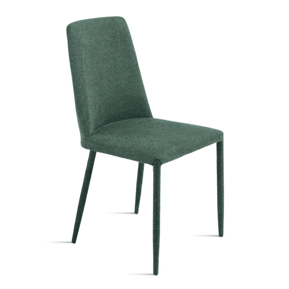 Set med 4 stoppade stolar i färgglatt tyg och stoppad stomme - Luciana Viadurini