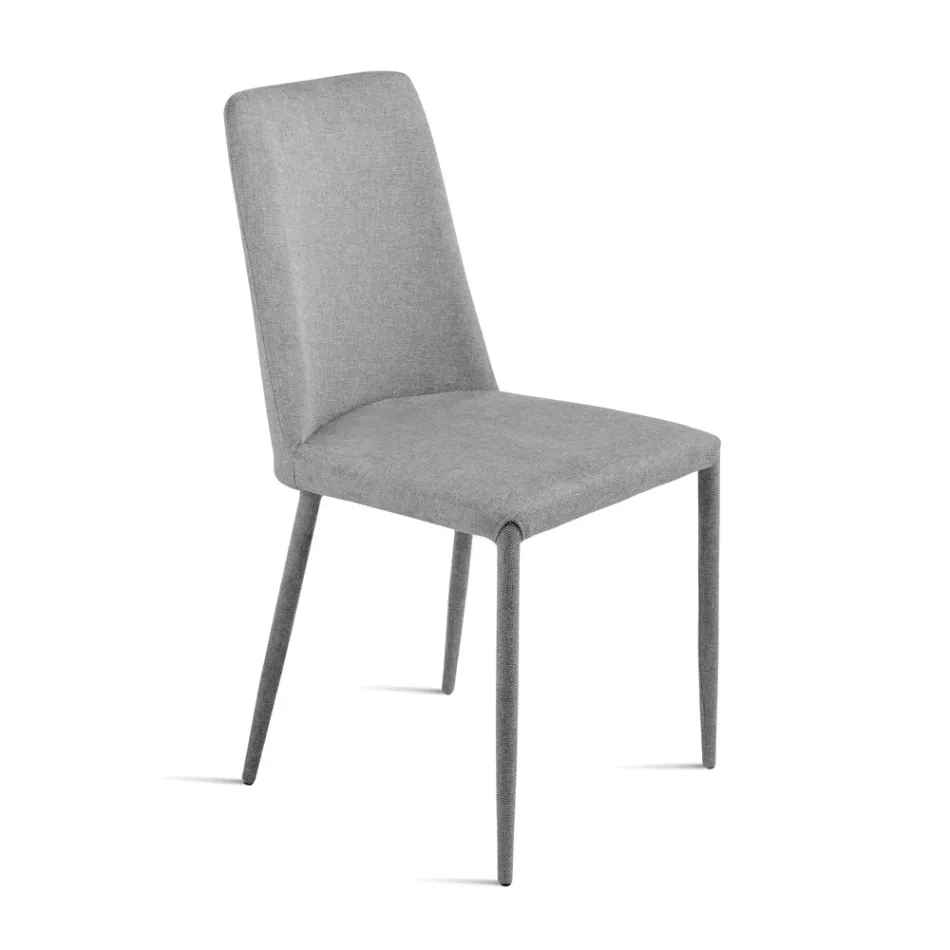 Set med 4 stoppade stolar i färgglatt tyg och stoppad stomme - Luciana Viadurini