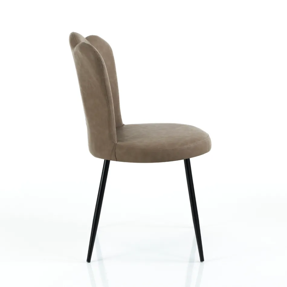 Set med 4 stolar i syntetläder med ålderseffekt - bärnsten Viadurini