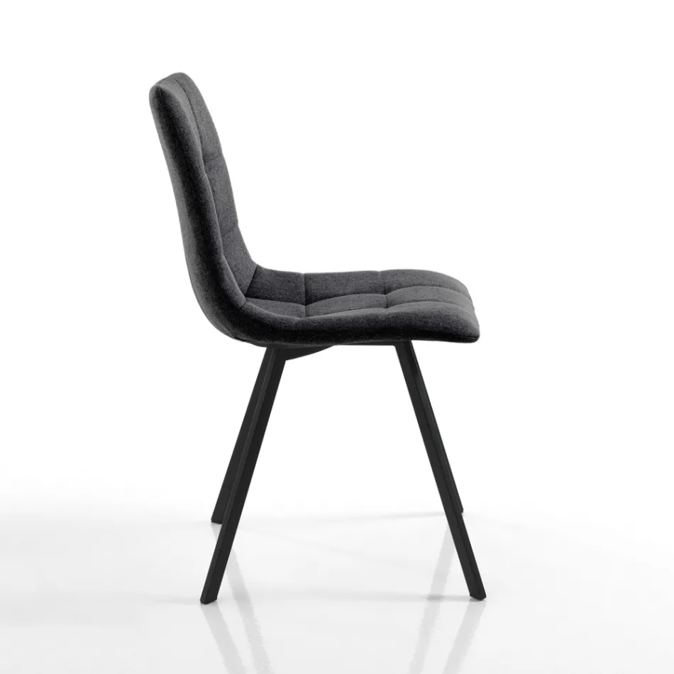 Set med 4 stolar i antracittyg och svart stål - antracit Viadurini