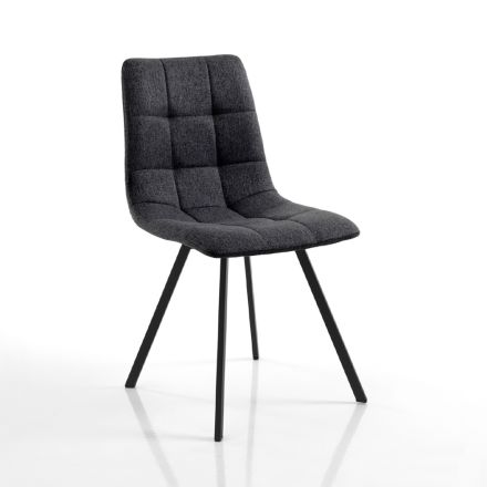 Set med 4 stolar i antracittyg och svart stål - antracit Viadurini