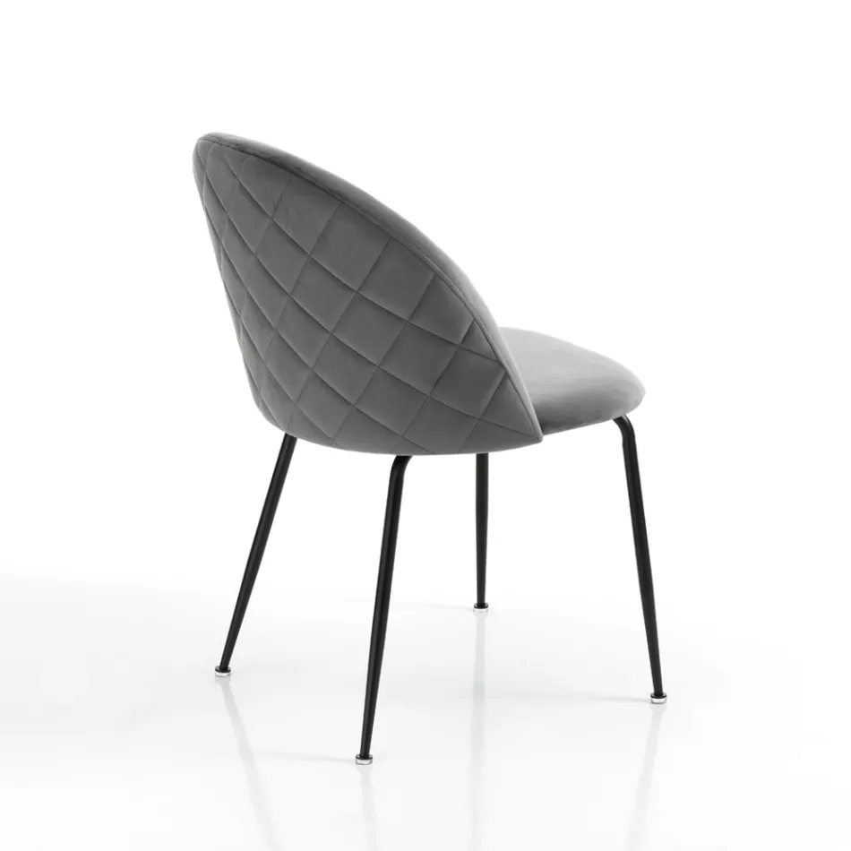 Set med 4 stolar i sammetseffekt mikrofibertyg - Terbio Viadurini