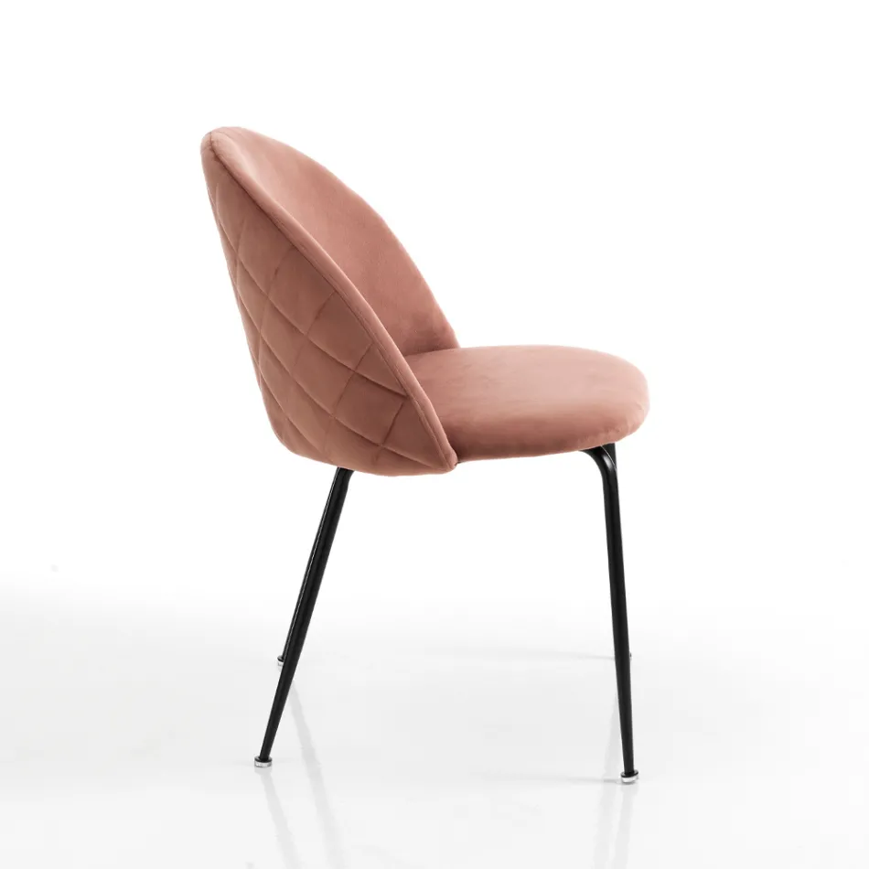 Set med 4 stolar i sammetseffekt mikrofibertyg - Terbio Viadurini