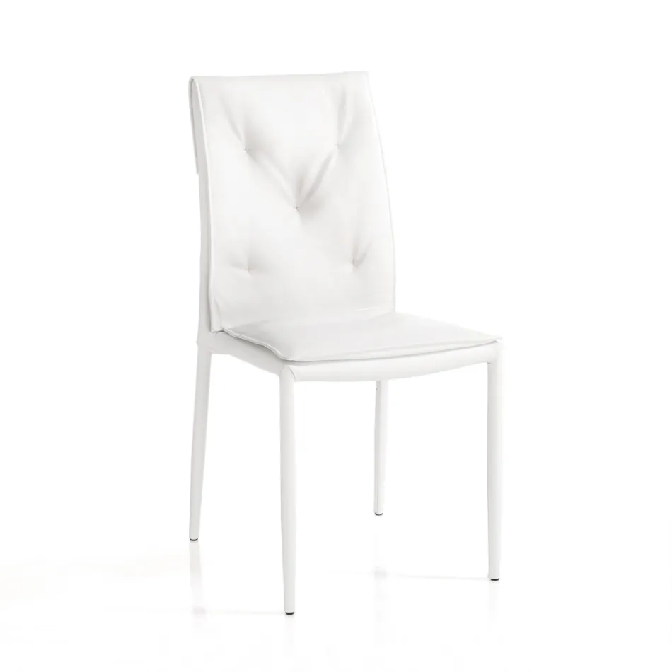 Set med 4 stolar klädda i syntetiskt läder Olika ytbehandlingar - uran Viadurini