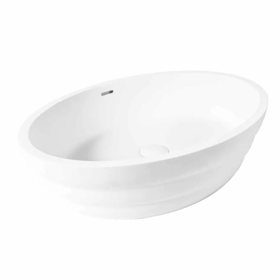 Set av upphängda designmöbler för badrum i teak blockboard Poggio Viadurini