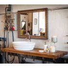 Set av upphängda designmöbler för badrum i teak blockboard Poggio Viadurini