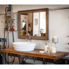 Set av upphängda designmöbler för badrum i teak blockboard Poggio Viadurini