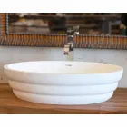 Set av upphängda designmöbler för badrum i teak blockboard Poggio Viadurini