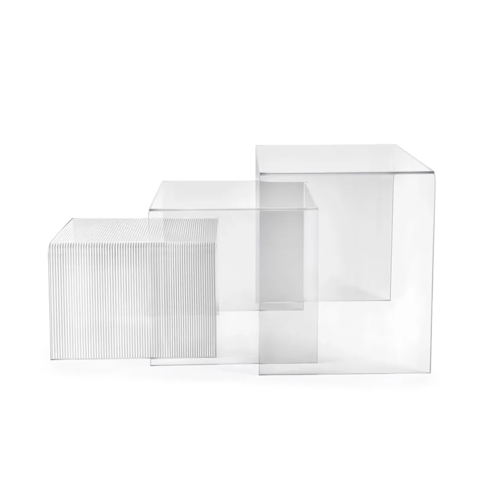 Set med tre hopfällbara plexiglasbord tillverkade i Italien - Leandro Viadurini