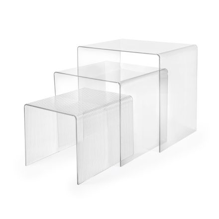 Set med tre hopfällbara plexiglasbord tillverkade i Italien - Leandro Viadurini