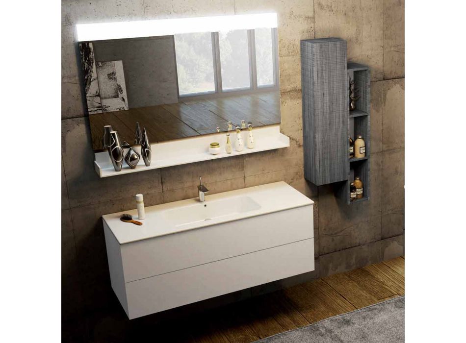 Sätta trä och Fenix ​​moderna badrumsmöbler upphängd i Italien Bari Viadurini