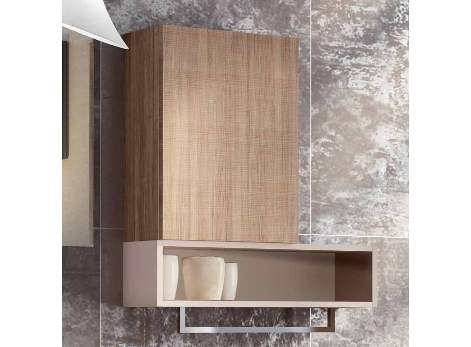 Trä möbler design hängande badrumssats gjord i Italien Cesena Viadurini