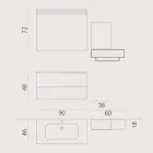 Trä möbler design hängande badrumssats gjord i Italien Cesena Viadurini