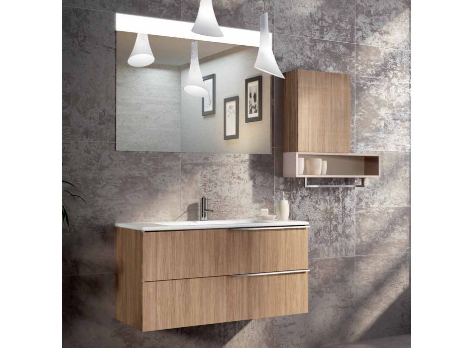 Trä möbler design hängande badrumssats gjord i Italien Cesena Viadurini