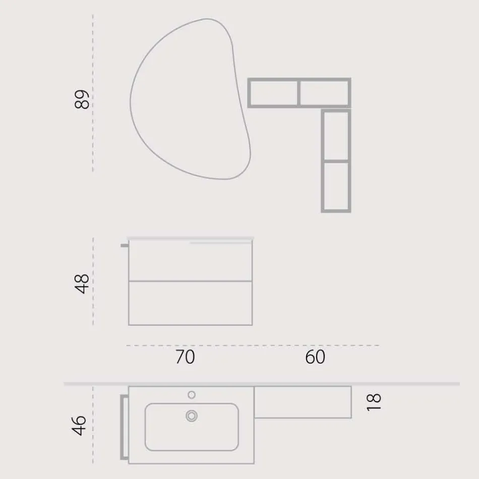 Trä uppsättning design hängande badrumsmöbler gjorda i Italien :-( Viadurini