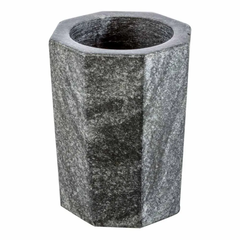 Set med moderna badrumstillbehör i Montafia-vevad grå marmor Viadurini