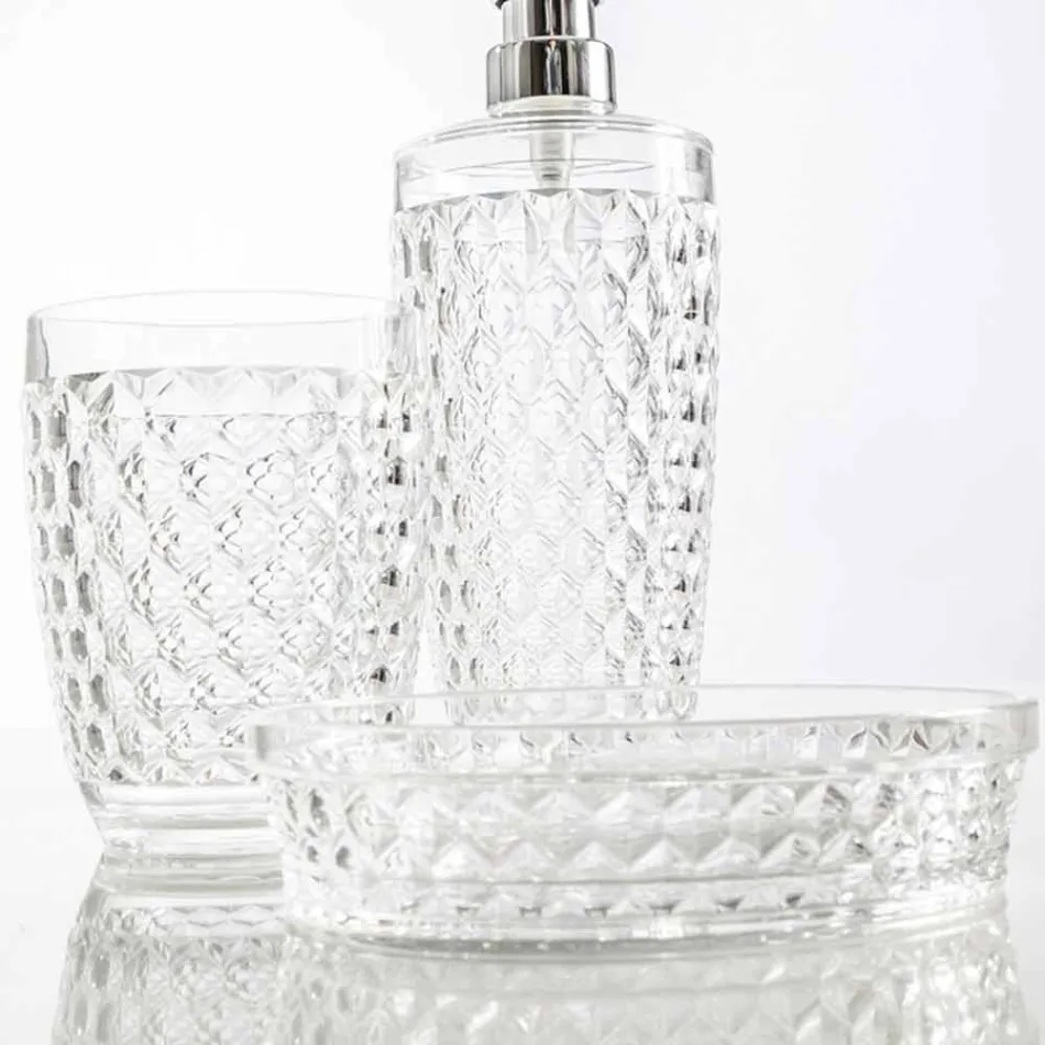 Set för badrumsdispenser + glas + modernt tvålfat Netro Viadurini