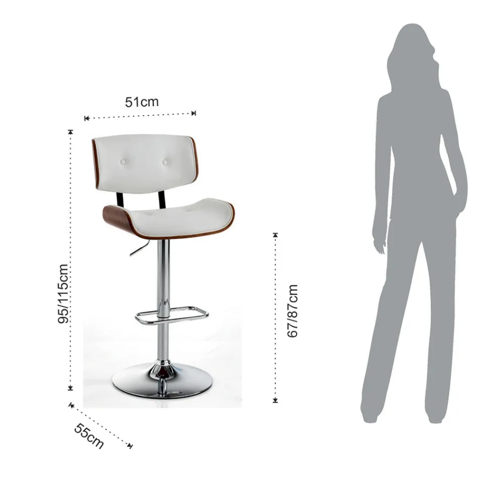 Hög kökspall i syntetiskt läder och plywood - Nebbia Viadurini