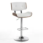 Hög kökspall i syntetiskt läder och plywood - Nebbia Viadurini