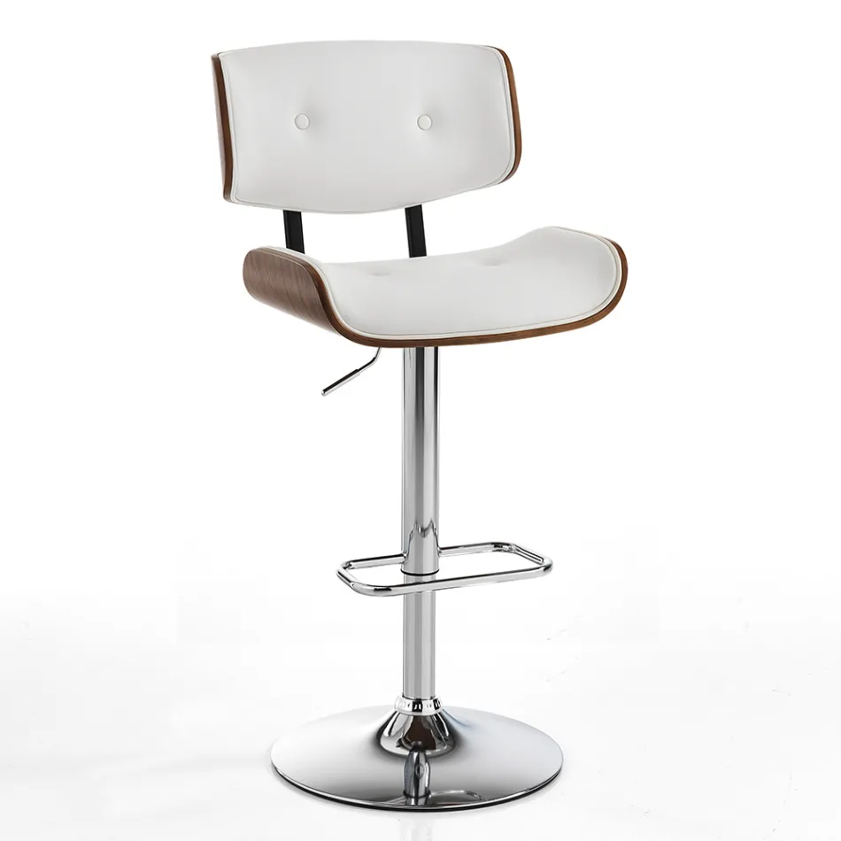 Hög kökspall i syntetiskt läder och plywood - Nebbia Viadurini