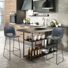 Hög kökspall i syntetiskt läder och svart metall 2 delar - Yuri Viadurini