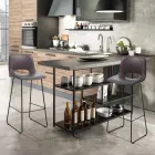 Hög kökspall i syntetiskt läder och svart metall 2 delar - Yuri Viadurini