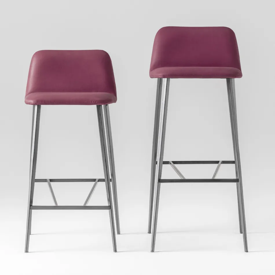 Kvalitet hög pall i läder med metallbas Tillverkad i Italien - Molde Viadurini