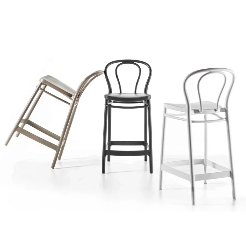 Pall av hög polypropen med fotstöd, 4 delar - Gaya Viadurini