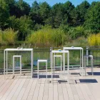 Utomhus barstol i pulverlackerad metall tillverkad i Italien - Meone Viadurini