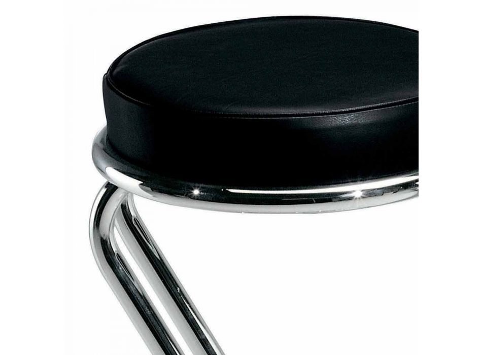 Barstol i förkromat stål med lädersäte tillverkad i Italien - Tarquinio Viadurini